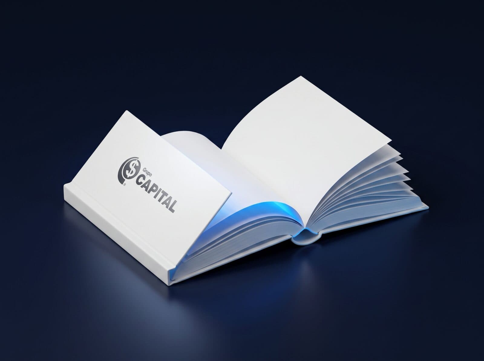 Livro aberto com luz azul escapando entre as páginas